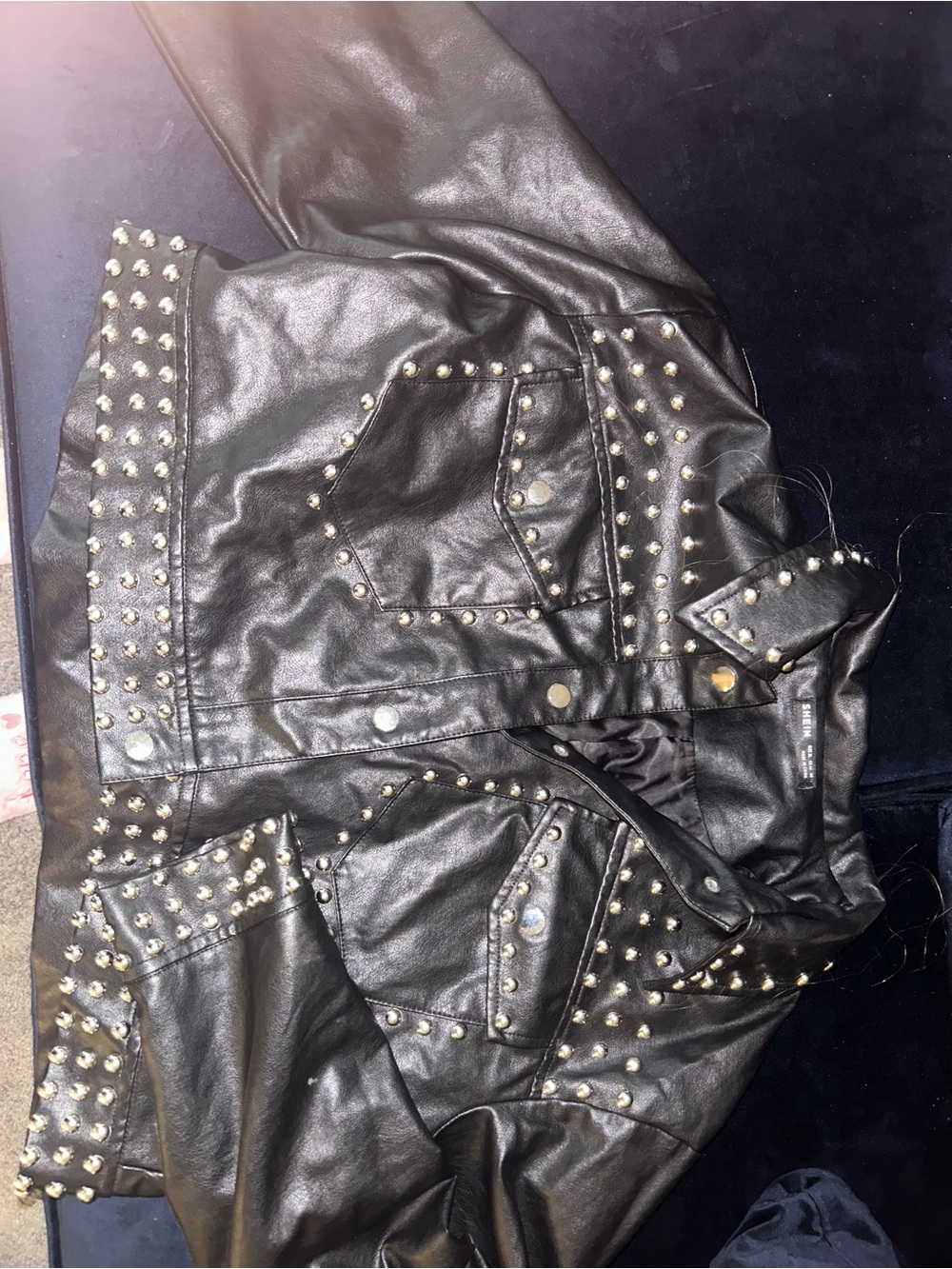 Black Studded Faux Leather Jacket